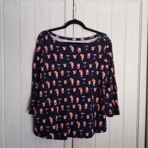 Fun Cocktail Print long sleeve top